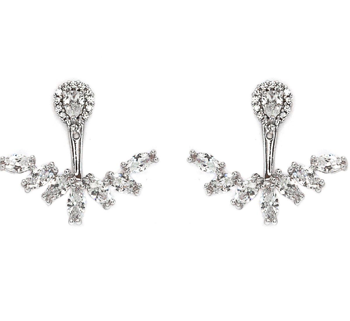 earrings, silver earrings, double earrings, zirconia earrings, earrings 2021, fashion earrings 2022