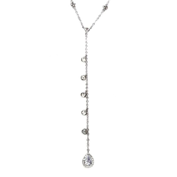 sterling silver necklace, Y necklace, collier Y, collier, collier avec Zircon, collier long, cubic zirconia chain,, chain, chain necklace, cble chain necklace