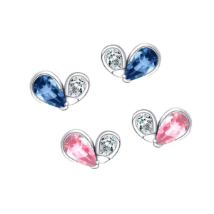 boucles d'oreilles en argetn 925 bleu et rose